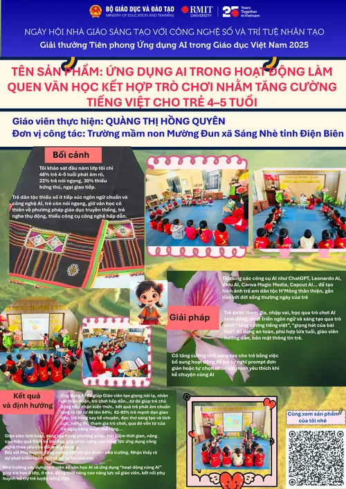 Ứng dụng AI trong hoạt động làm quen văn học kết hợp trò chơi nhằm tăng cường tiếng Việt cho trẻ 4–5 tuổi